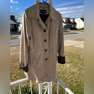 London Fog Women's Beige/Tan Trench Coat, with Scarf -XL